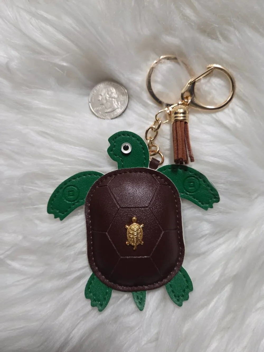 Faux Leather Turtle Keychain
